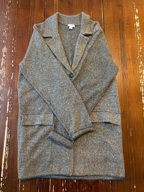 J. Jill Navy and Cream Textured Knit Top